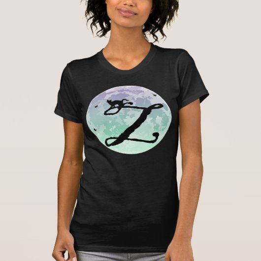 Monogram T-shirt met volledig maan en Cat Z-Initia (Voorkant)