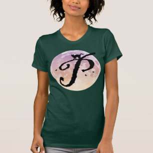 Monogram T-shirt met volledig maan- en kattenkat-P