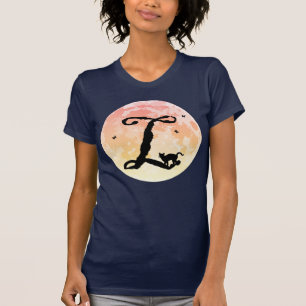 Monogram T-Shirt voor volle maan en katten-L-Initi