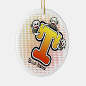 Monogram T Sock Monkey Keramisch Ornament (Rechts)