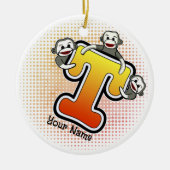 Monogram T Sock Monkey Keramisch Ornament (Voorkant)