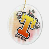 Monogram T Sock Monkey Keramisch Ornament (Links)