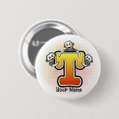 Monogram T Sock Monkey Ronde Button 5,7 Cm (Voorkant /achterkant)