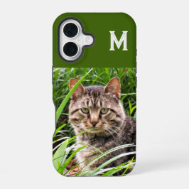 Monogram Tabby Kat Foto Hoesje iPhone 16 Hoesje