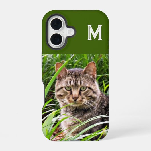 Monogram Tabby Kat Foto Telefoon Case iPhone 16 Hoesje (Achterkant)