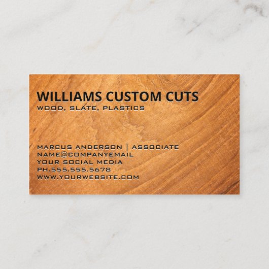 Monogram | Tafelzaag | Blauwdruk en hout Visitekaartje (Achterkant)