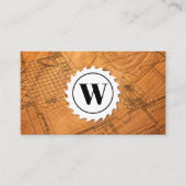 Monogram | Tafelzaag | Blauwdruk en hout Visitekaartje (Voorkant)