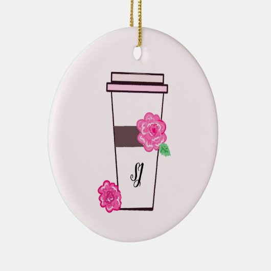 Monogram Tall Coffee Beverage Keramisch Ornament (Rechts)