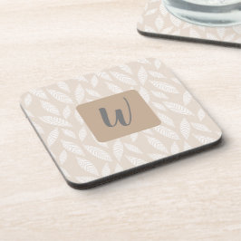 Monogram Tan Botanical Leaves Beverage Coaster Bier Onderzetter