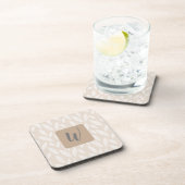 Monogram Tan Botanical Leaves Beverage Coaster Bier Onderzetter (Rechterzijde)