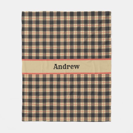 Monogram Tan Brown Black Red Buffalo Pset Trendy Fleece Deken (Voorkant)