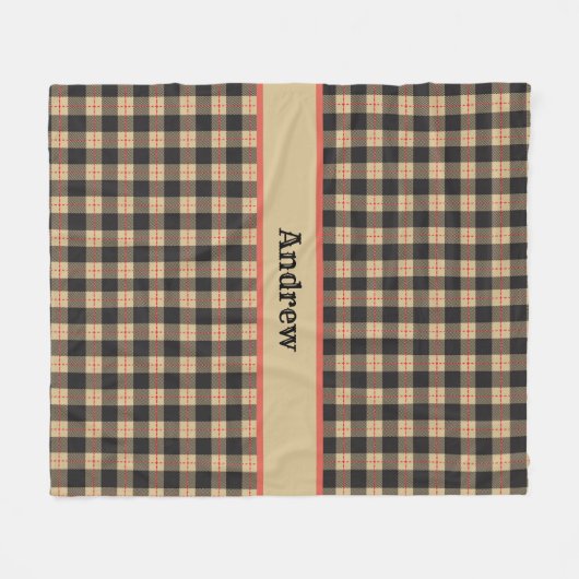 Monogram Tan Brown Black Red Buffalo Pset Trendy Fleece Deken (Voorkant (Horizontaal))