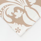 Monogram Tan en witte Floral Damaskers Fleece Deken (Hoek)