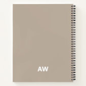 Monogram tan minimalistische witte zwarte typograf notitieboek (Achterkant)