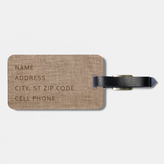 Monogram - Tan Texture Burlap Bagagelabel (Achterkant horizontaal)