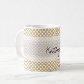 Monogram Tan White Cute Chic Polka Dot Pattern Koffiemok (Voorkant links)