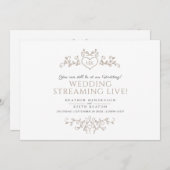 Monogram tan witte bruiloft levende stroom QR-code Aankondiging (Voorkant / Achterkant)