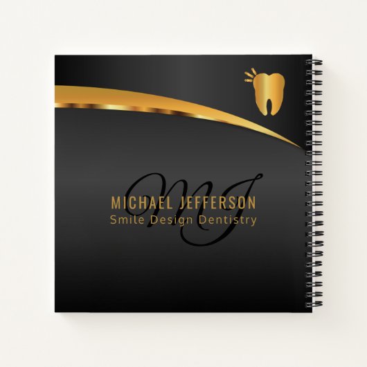 Monogram tandheelkundig kantoor - zwart en goud notitieboek (Achterkant)