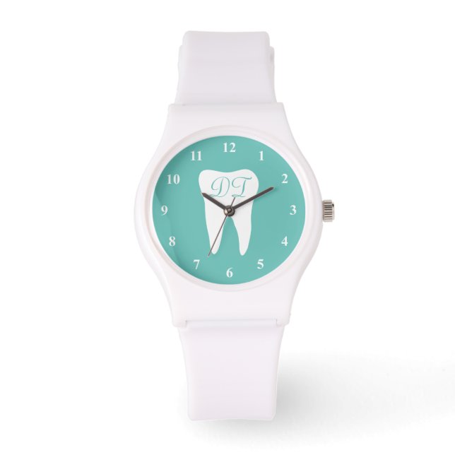 Monogram tandhorloge voor tandarts of assistent horloge (Voorkant)