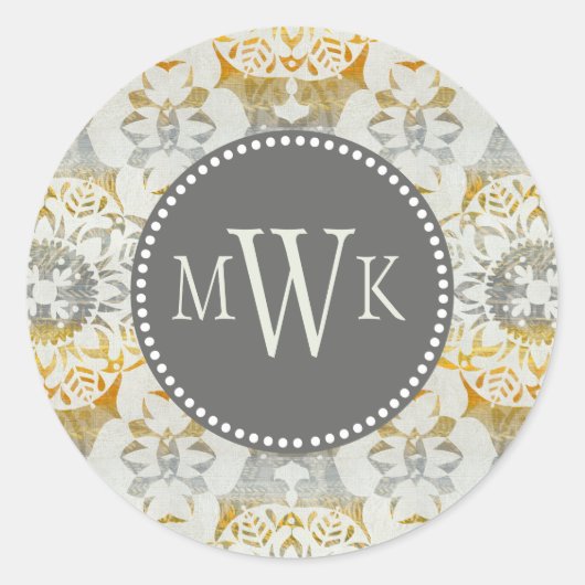 Monogram | Tapestry Rosette II Ronde Sticker (Voorkant)