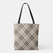 Monogram Tartan Achtergrond Canvas tas (Achterkant)