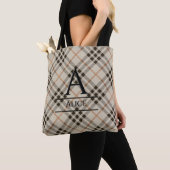 Monogram Tartan Achtergrond Canvas tas (Dichtbij)