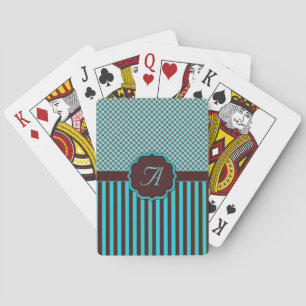 Monogram Tartan, licht Blauwgroen en chocolade bru Pokerkaarten