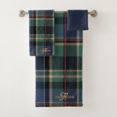 Monogram Tartan Navy Blauwe Groene ID1141B Bad Handdoek (Insitu)