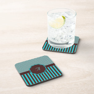 Monogram Tartan ONDERZETTERS, Lt Blauwgroen en Bro Onderzetter