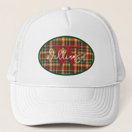 Monogram Tartan Oranje Groen Spaanplaat Embleem Trucker Pet