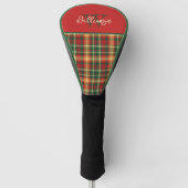 Monogram Tartan Oranje Groen Spaanplaat Stuurprogr Golfheadcover (Voorkant)