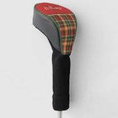Monogram Tartan Oranje Groen Spaanplaat Stuurprogr Golfheadcover (Schuin)