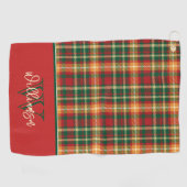 Monogram Tartan Oranje Spaanplaat Golfhanddoek (Horizontaal)