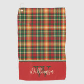 Monogram Tartan Oranje Spaanplaat Golfhanddoek (Voorkant)