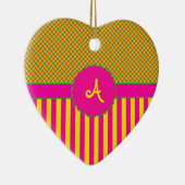 Monogram Tartan ORNAMENT, Tutti Frutti Geel Keramisch Ornament (Rechts)