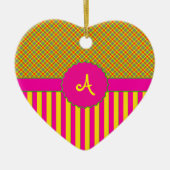 Monogram Tartan ORNAMENT, Tutti Frutti Geel Keramisch Ornament (Voorkant)