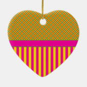 Monogram Tartan ORNAMENT, Tutti Frutti Geel Keramisch Ornament (Achterkant)