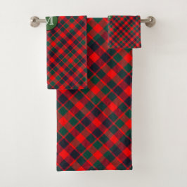 Monogram Tartan Plaid Kerstmis, Vakantie, Schots Bad Handdoek