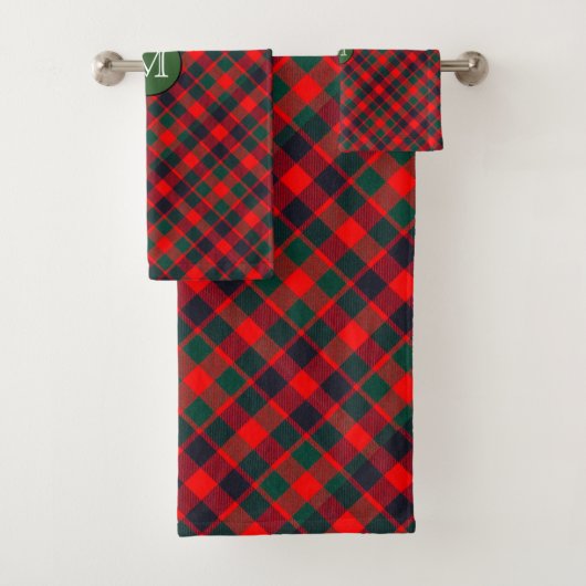 Monogram Tartan Plaid Kerstmis, Vakantie, Schots Bad Handdoek (Insitu)