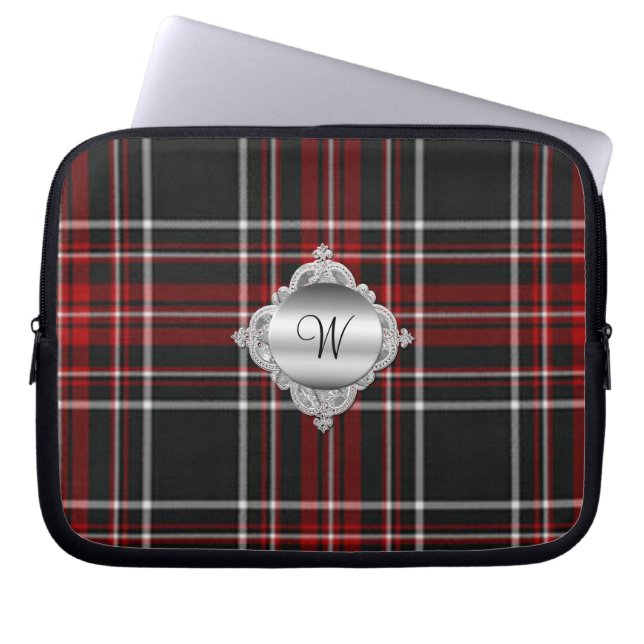 Monogram Tartan Schotse Plaid Laptop Hoes (Voorkant)