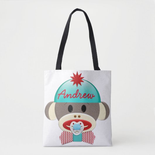 MONOGRAM-TAS "Cute Sock Monkey" Tote Bag (Voorkant)