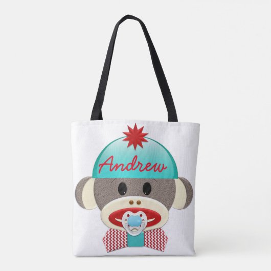 MONOGRAM-TAS "Cute Sock Monkey" Tote Bag (Achterkant)
