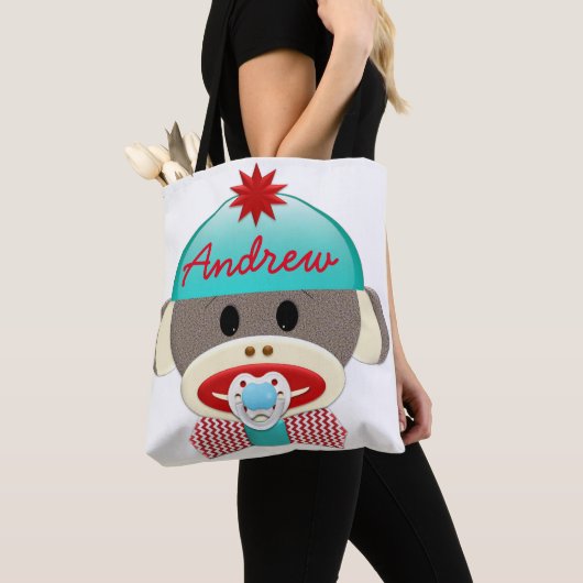 MONOGRAM-TAS "Cute Sock Monkey" Tote Bag (Dichtbij)