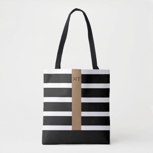 Monogram Tas van Classy Black en White Stripe (Voorkant)