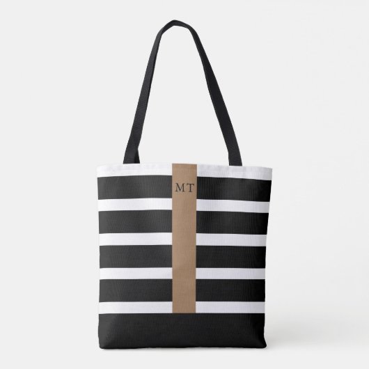 Monogram Tas van Classy Black en White Stripe (Achterkant)