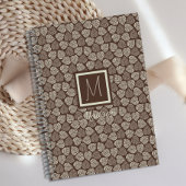 Monogram Taupe Brown Leaf Planner