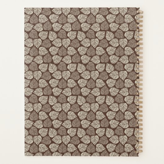 Monogram Taupe Brown Leaf Planner (Achterkant)