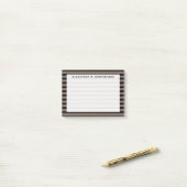Monogram Taupe Bruin en Zwarte Streep Post-it® Notes (Op bureau)