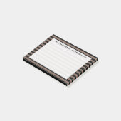 Monogram Taupe Bruin en Zwarte Streep Post-it® Notes (Schuin)