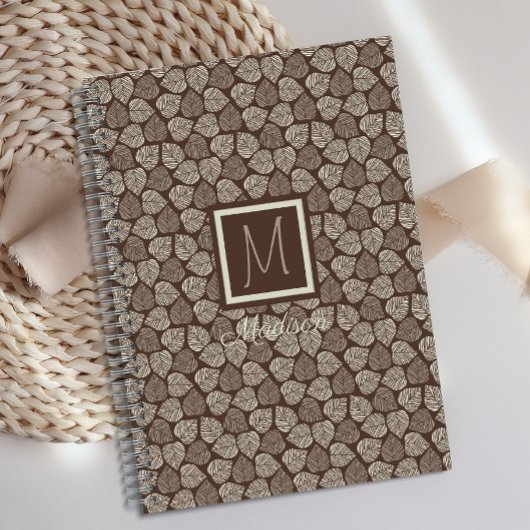 Monogram Taupe Bruine Blad Planner